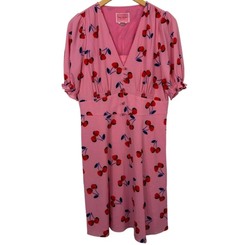 Kate Spade New York Cherry‎ Toss Dress Rosy Carnation Pink Womens 10 NWT